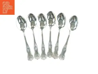 Sæt med seks sølvskeer (str. 20 cm)