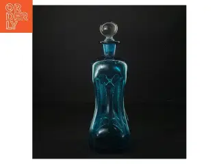 Blå klukflaske med prop holmegaard (str. 26x9 cm) til snaps