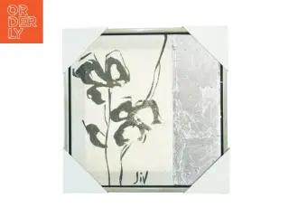 Indrammet tryk med blomstermotiv (str. 44 x 44 cm)