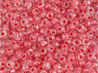 Rocaiperler, diam. 3 mm, str. 8/0, hulstr. 0,6-1,0 mm, pink kerne, 25g/ 1 pk.