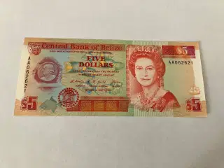 5 Dollars Belize 1990