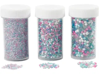 Mini Glaskugler, str. 0,6-0,8+1,5-2+3 mm, pastelfarver, 3x45g/ 1 pk.