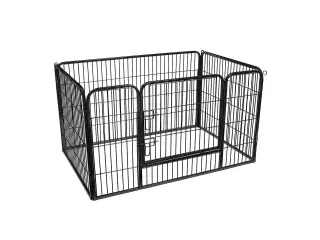 Hvalpe løbegård i metal – sort, 122 × 80 × 70 cm (PPK04BK)
