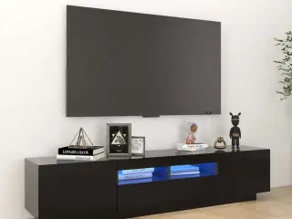 Tv-skab med LED-lys 180x35x40 cm sort