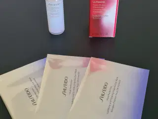 Shiseido serum, softner og 3 pakker eye mask.