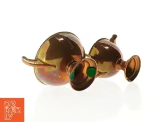 Sæt med skål og kande i bronze (str. 8 cm)