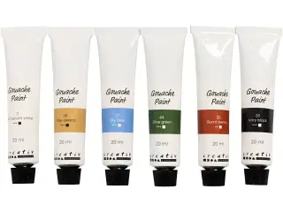 Gouache Maling, Naturfarver, 6x20 ml/ 1 pk.