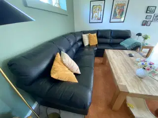Hjørnesofa sort læder