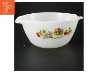 Vintage brandskål med frugt og hane (str. 26x22x12 cm)