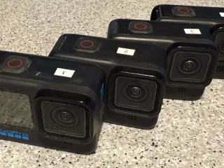 4 stk Gopro kameraer. 1 stk 11 og 3 stk 10