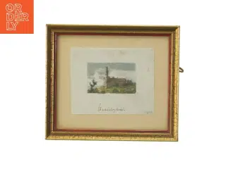 Gammelt indrammet billede (str. 15x13 cm)