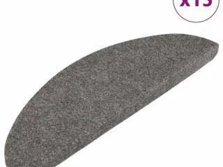 Selvklæbende trappemåtter 15 stk. 56x17x3 cm grå