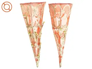Julepynt, vintage juletræer/ kræmmerhus (str. 21 x 8 cm)