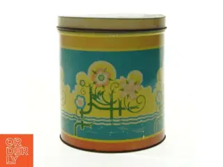 Vintage kagedåse med blomstermotiv (str. Diameter, 19 cm h 21,5 cm)