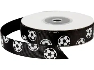 Fodboldmotiv Dekorationsbånd 15 mm x 20 m