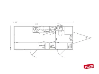 Type 570: Komplet køkkenvogn med bad og toilet
