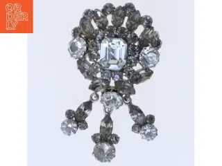 Broche med sten, bijouteri (str. 6x3 cm)