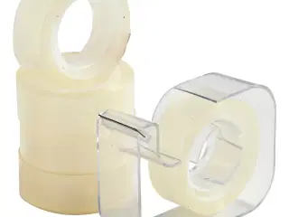 Praktisk tape-dispenser i klar plastik, 15 mm