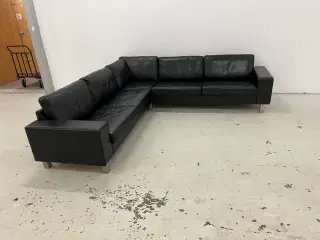 Mogens Hansen MH221 Dobbelt hjørnesofa sort læder.