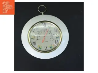 Væghængt termometer og ur (str. Ø 17 cm)
