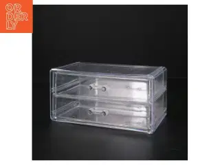 Transparent opbevaringsboks med to skuffer (str. 18,5 x. 10 cm)