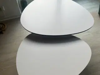 Ovale Sofabord i hvid melamin med sort kant