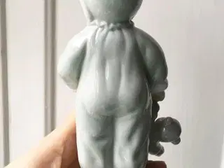 Porcelænsfigur med bamse, pastelfarver