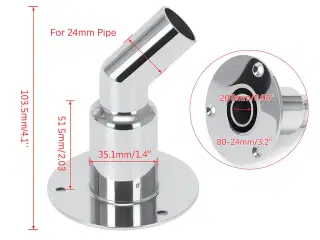 24mm Skroggennemføring i 316stål, med vinkel