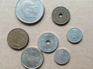 Danske mønter og 10 kr. seddel