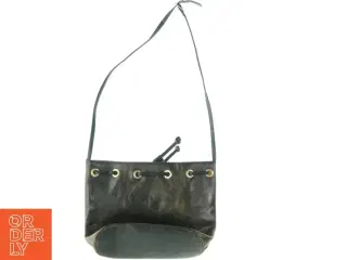 Sort læder skuldertaske (str. 31 x 22 cm)