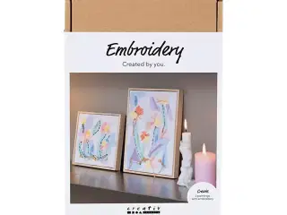 DIY Kit Broderi, Billeder, pastelfarver, 1 pk.