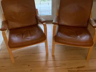 2 Lænestole i brunt læder gode at sidde i