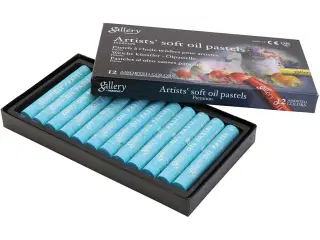 Gallery Oliepastel, L: 7 cm, diam. 11 mm, tykkelse 11 mm, turkis, 12stk./ 1 pk.