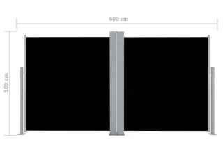 Sammenrullelig sidemarkise 100 x 600 cm sort