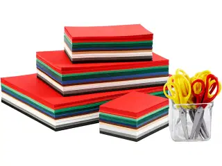 Julekarton og Børnesakse Sæt - 1500 Ark, 12 Saks