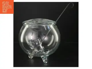 Glas punchbowle med låg og ske (str. 20 cm)