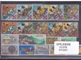 Spejder på Frimærker. 19 Stk. Stemplet/Ustemplet