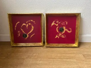 2 fine malerier med ramme mål H30+B30