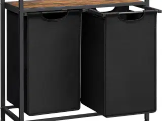 Vasketøjskurv med 2 rum – VASAGLE, 2 x 46 l, 73 × 33 × 72 cm, rustik brun/sort