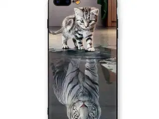 Cover med kat tiger til iPhone SE 6 6s 7 8 7+ 8+ 