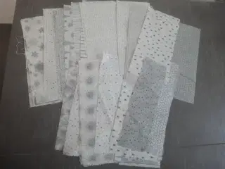 Patchwork julestof sølv og rød og grøn