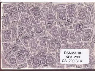 Danmark 200 stk Afa 290 Stemplet/ustemplet.