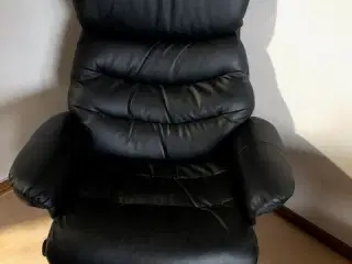 Drejestole med skammel - sort læder