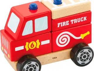 VIGA Stabel Brandbil i Træ - Leg og Læring