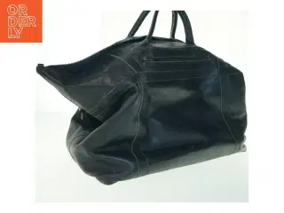 Sort lædertaske (str. 56x40x36 cm)