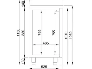  Kølebord med 2 døre – B1580 x D600 x H1050 mm
