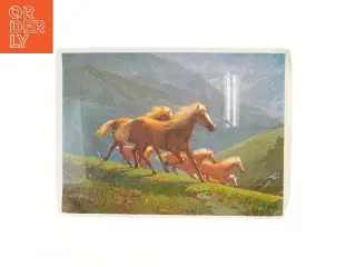 Løbe heste maleri (str. 74,5x54 cm)