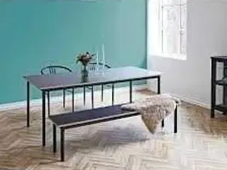 Norr spisebord med bænk- sort 200x90 cm