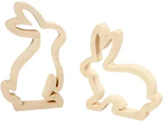 Elegant Sæt med 2 Harer i Lyst Træ