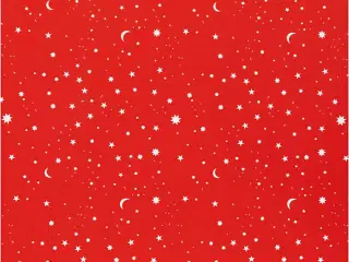 Mørkerødt Gavepapir med Stjerner og Måner, 5m